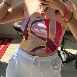 Asymmetrical colorful tube top